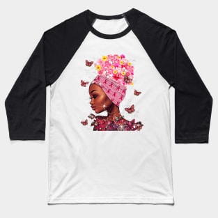 In October We Wear Pink Black Woman Breast Cancer Awareness Baseball T-Shirt